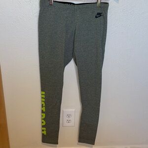Nike Gray Leggings with Neon Green Accents